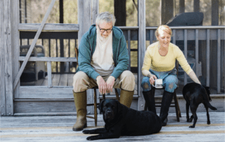 Couple with dogs